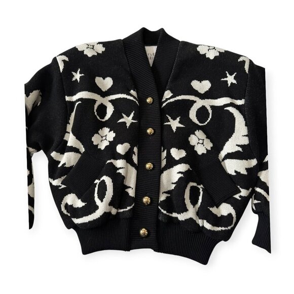 Hayley Menzies Black Belle Starr Jacquard Bomber Jacket, Size L - Picture 9 of 16